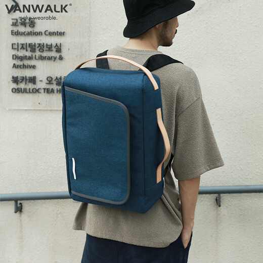vanwalk backpack men's backpack Korean style casual travel bag computer bag men blue