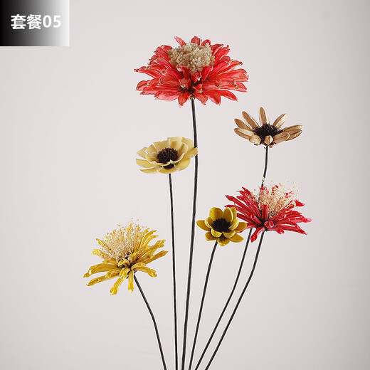 Natural dried flower bouquet flower arrangement pine cone real flower ins decorative ornaments home furnishings living room small fresh dry branches Vase not included Package 06 Vase not included