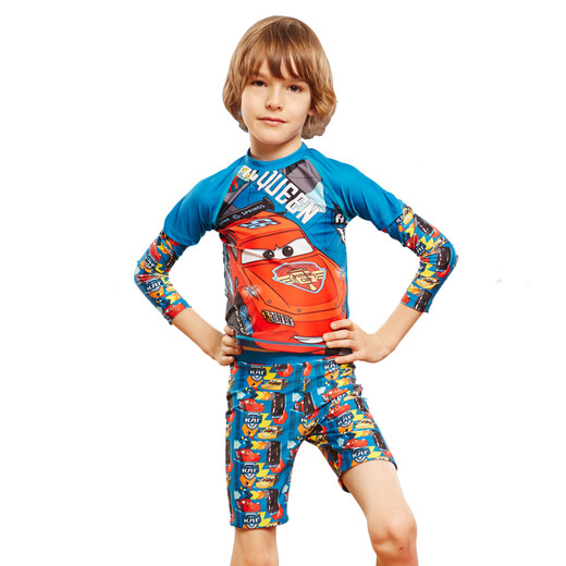 ZOKE children's swimsuit boys one-piece boxer pants medium-sized children's sun protection baby long sleeve split boys swimsuit LL55O3520 size 8