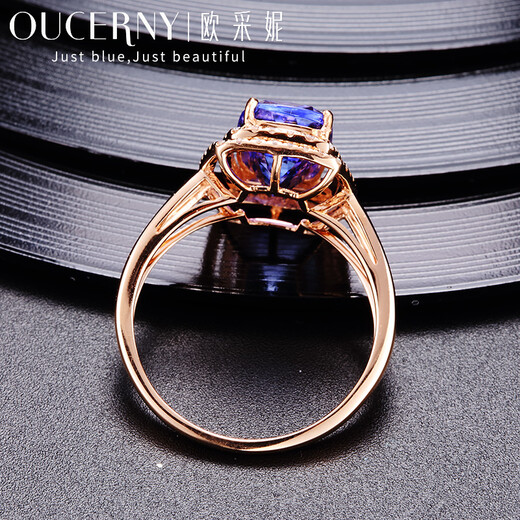 Ottieni Schmuck 3.75 Karat Tansanit Ring 18K Roségold Frauen eingelegtes Diamant Customized 7-10 Tage 18K Roségold müssen angepasst werden