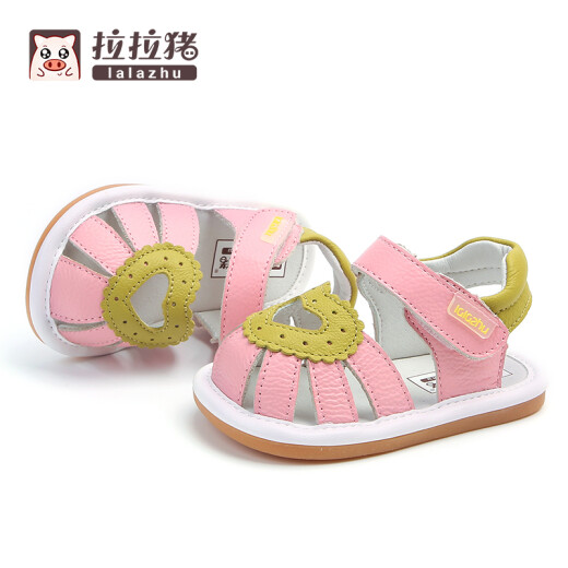 Lalazhu summer new baby soft-soled toddler shoes children's functional sandals for girls and babies breathable children's shoes 1-3 years old 2 princess shoes one pink size 17/inner length 12cm (suitable for feet 11.5cm long)