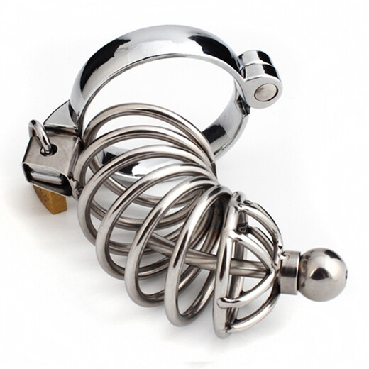 The charming bird dragon cb lock chastity lock SM clean lock penis lock men's anti-death private part penis lock color bird cage D (with catheter) Large size (internal diameter of the lock ring 50mm)