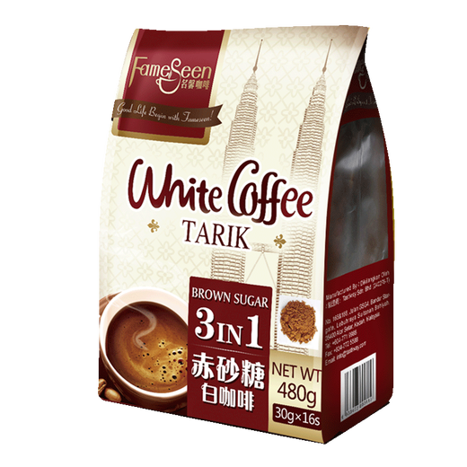 Fameseen Mingxin Malaysia imported white coffee independent 16 pieces durian flavor white coffee three-in-one instant coffee powder brown sugar flavor 480g/16 pieces