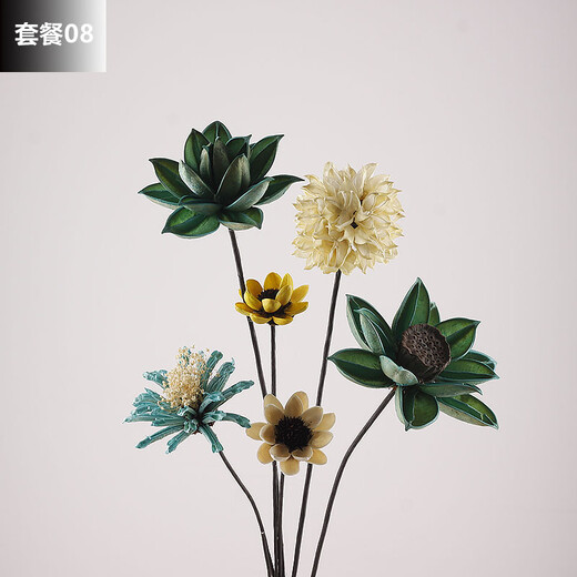 Natural dried flower bouquet flower arrangement pine cone real flower ins decorative ornaments home furnishings living room small fresh dry branches Vase not included Package 06 Vase not included