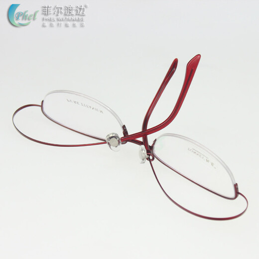 菲尔渡边 超轻钛架近视眼镜框女款半框钛架眼镜架配成品近视T9276 金色
