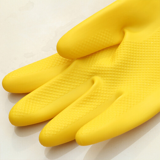 Packing of 10 pairs of Nanyang latex gloves, thickened acid and alkali resistant rubber gloves, Tianjiao anti-corrosion household gloves, dishwashing gloves, industrial beef tendon gloves, Packing of 10 pairs of Nanyang latex XL (extra large size)