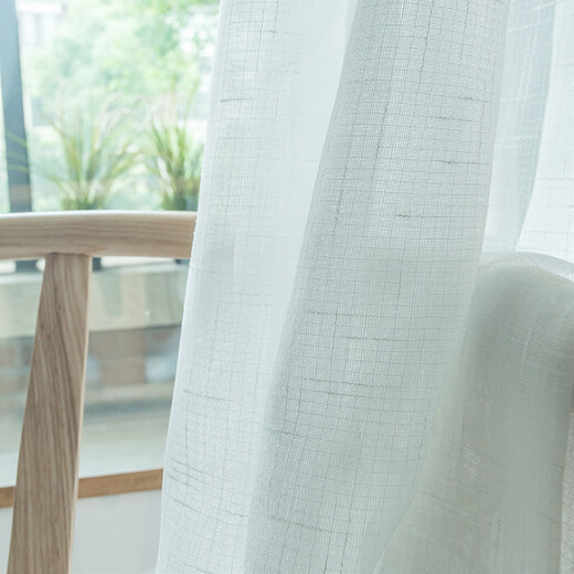 Kanazi is light-transmitting and impermeable to people. Modern balcony screen curtains are hazy and light-transmitting. Living room white gauze semi-shading dust-proof, mosquito-proof and sun-proof. Width 2.7 meters * height 2.6 meters. Hook type one piece.