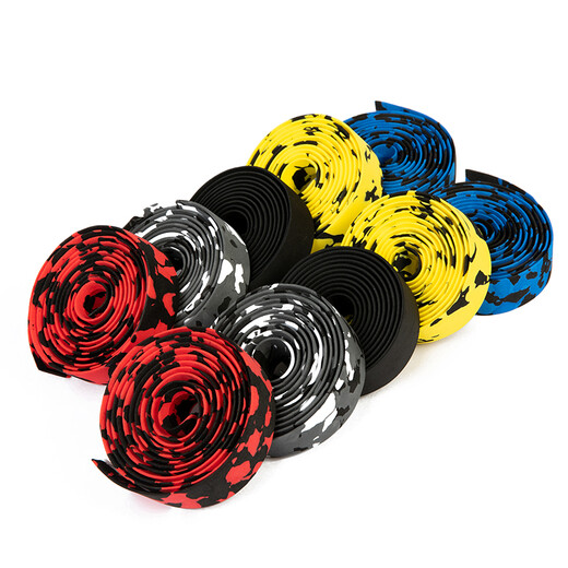 Road bike bicycle dead-fly handlebars with handlebar cover sponge feel racing straps wrapped with handlebar blocking rubber horns and horns bent handlebars with riding equipment bicycle accessories red and black pair 2 rolls