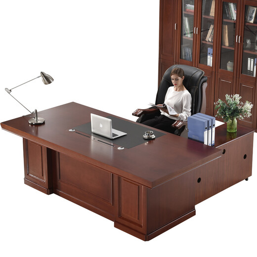 Yusong (YUSONG) Beijing Office Furniture Paint Executive Desk Boss Desk Executive Desk Supervisor Desk Manager Desk President's Desk 2.0 meters with wood veneer, main table + deputy table + small cabinet)