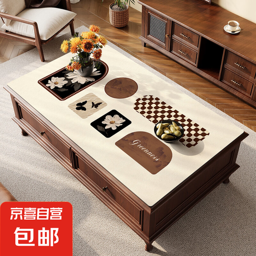 Light luxury silicone tablecloth without washing, waterproof and oilproof table mat tabletop protection mat dining table mat tea table mat table cloth cover silicone-[ZD11965] ink fragrance half roll 80*160CM