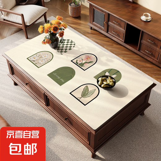 轻奢硅胶桌布免洗防水防油桌垫桌面保护垫餐桌垫茶几桌垫台布盖布 硅胶-【ZD11972】青纱挽妆 90*160CM