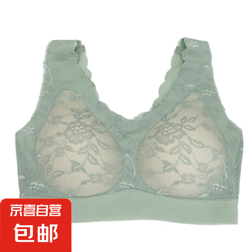 聚拢夏季无钢圈性感胸罩薄款无痕内衣女舒适乳胶内衣背心式文胸 2.0-绿色 2XL