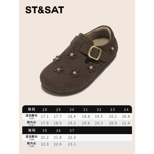 Saturday Children's Shoes Children's Birkenstock Shoes 2025 Autumn New Girls Single Shoes Soft Sole Retro Fashion Boys Casual Small Leather Shoes Mocha Brown 31 Shoe Inner Length 19.6cm/Suitable for Foot Length 18.8cm