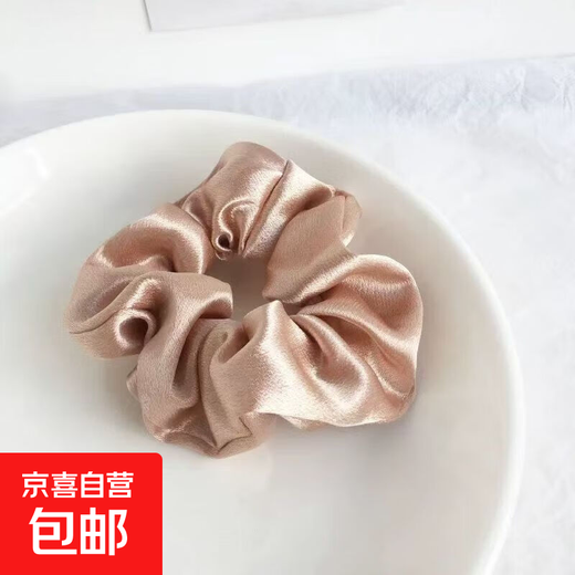 Large intestine hair ring ins solid color simple high ponytail ball head tie hair rubber band cute hair rope internet celebrity trinket champagne color 1 piece