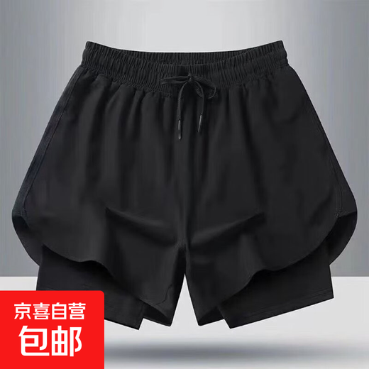 Kofiwo running shorts men's sports track and field marathon loose quick-drying anti-glare lining training fitness equipment stable-W187 black L (recommended 100-125Jin Jin equals within 0.5 kg)