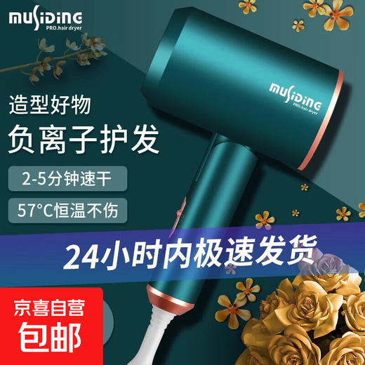 Hair dryer household negative ion hair care high-power quick-drying hair dryer portable foldable student dormitory use flagship green water negative ion + super speed 110,000 rpm