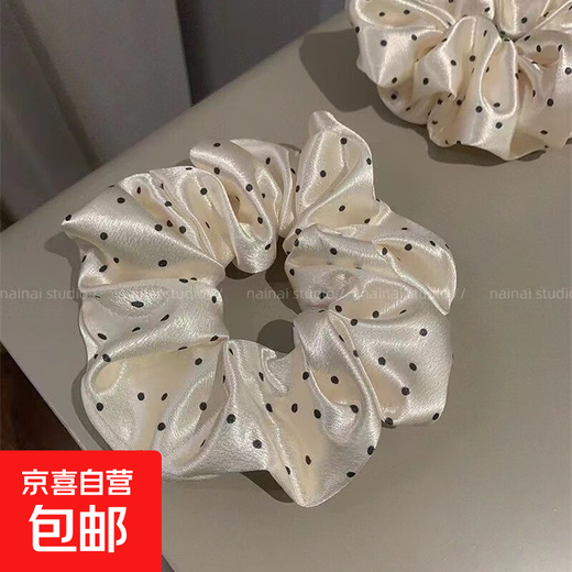 French satin polka dot large intestine retro gentle hair ring high elastic ball scalp hair rope headband new satin polka dot 1 pack