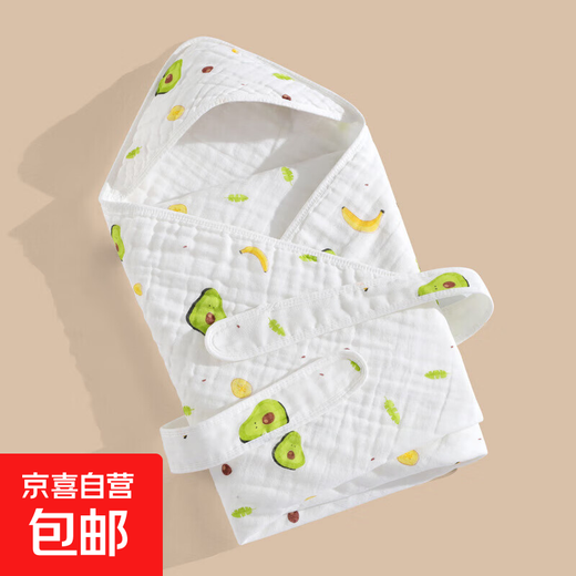 A must-have quilt for the baby delivery room. Newborn outing quilt. Six-layer pure cotton four-season quilt. Baby wrap quilt. Category A. Green avocado. 6 layers. Recommended 20~30 90x90cm.