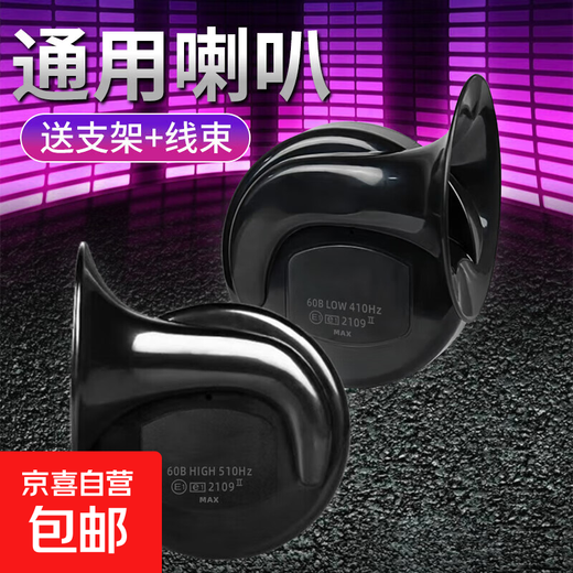 Car snail horn super loud high and low two-tone whistle 12v24V waterproof motorcycle universal truck electric horn 12v pair + wire with iron plate