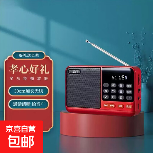 Radio S52 Bluetooth audio player plug-in card small audio radio can be inserted into the card into a USB flash drive into headphones for the elderly radio Bluetooth radio red standard (host + data cable + battery + lanyard)