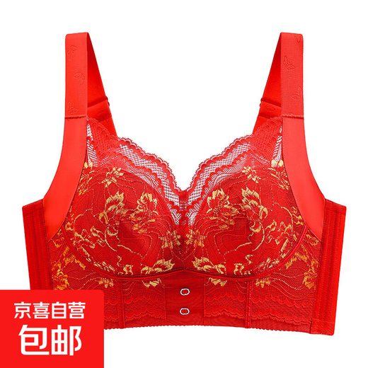 Beauty salon maintenance type adjustment plus size underwear for fat mm women with big breasts making them appear smaller, full cup sexy lace bra, big red 105E thin independent cup, big brand quality