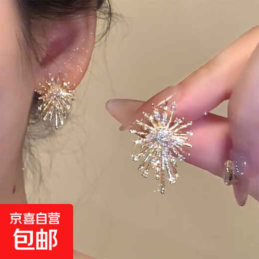 Irregular Fireworks Earrings 2025 New Popular Style Light Luxury High-Quality Autumn and Winter Temperament Earrings Niche Unique Earrings Gold Irregular Fireworks Earrings One Pair