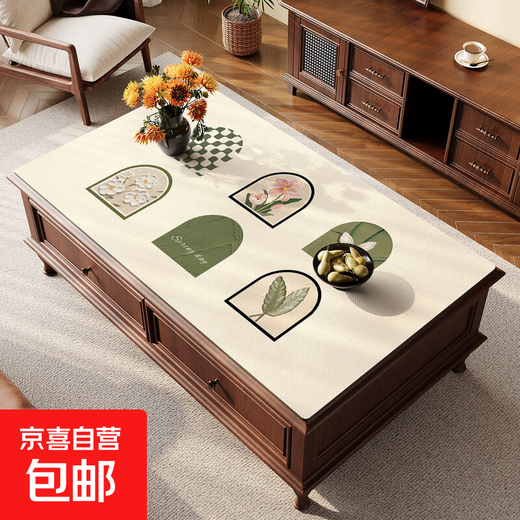 Light luxury silicone tablecloth without washing, waterproof and oilproof table mat tabletop protection mat dining table mat tea table mat table cloth cover silicone-[ZD11972] green sao makeup 60*140CM