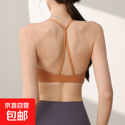 Fixed cup sports bra for women, shock-proof and anti-sagging yoga bra, Pilates training fitness bra, Sunshine Desert L