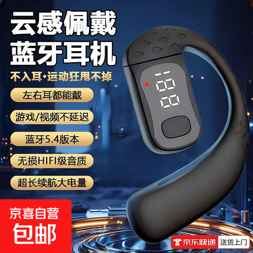 Smart Digital Display Car Earhook Sports Wireless Bluetooth Headset Sports Noise Reduction High Quality B01 Digital Display Black Single Ear-Top Configuration-Bluetooth 5.4+ No Sensitive Delay