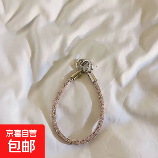 Mobile phone lanyard hanging chain clip short pendant high-end luxury thick rhinestones strong universal fashion wrist lanyard Champagne gold and white diamonds full of diamonds + stainless steel card-wrist style