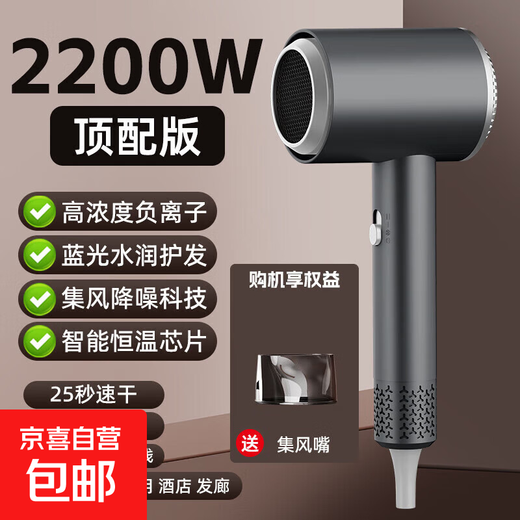 New high-speed silent negative ion hair dryer personal protective appliance strong wind hair dryer for hair salon, hotel and dormitory 311 high-speed motor gray 2200W