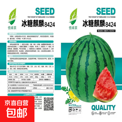 8424 Kirin small-seeded watermelon seeds, seedless, extra-large, high-yielding, giant sweet king, southern four-season vegetable and fruit seeds. 8424 watermelon seeds/pack, about 50 seeds, 5 packs