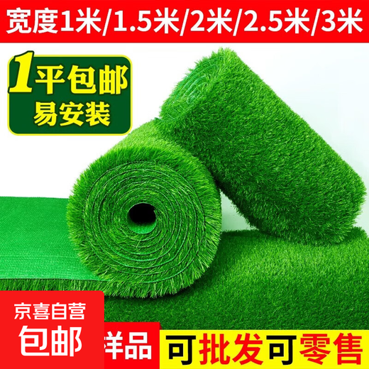 Fake lawn, simulated turf, green carpet, outdoor artificial plastic, artificial bionic outdoor insulation, football field, 2.0cm encrypted spring grass, 1 meter wide*2 meters long