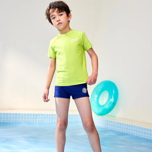 ZOKE children's swimsuit boy's split sunscreen long-sleeved quick-drying swimsuit boy Ultraman zoke2025 new swimsuit fluorescent green top 125610501-1 130