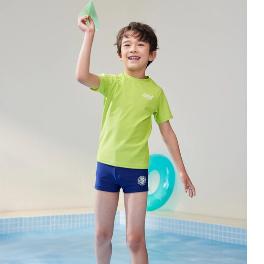 ZOKE children's swimsuit boy's split sunscreen long-sleeved quick-drying swimsuit boy Ultraman zoke2025 new swimsuit fluorescent green top 125610501-1 130