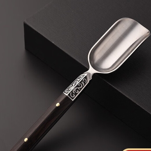 Jinge Pu'er tea spoon tea set accessories solid wood tea spoon Damascus tea tea shovel Kung Fu tea set Liujunzi ebony stainless steel tea spoon