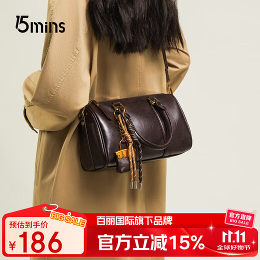 15MINS2025 new bag women's simple light luxury shoulder crossbody bag Boston bag high-end brand handheld women's bag