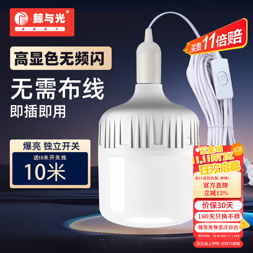 Whale and Light LED energy-saving light bulb with plug household plug-in e27 socket lamp with switch line super bright hanging small wall lamp 10 meters line