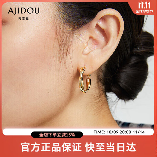 AJIDOU Ajidou earrings high-end niche design hoop earrings double braided earrings personalized earrings birthday