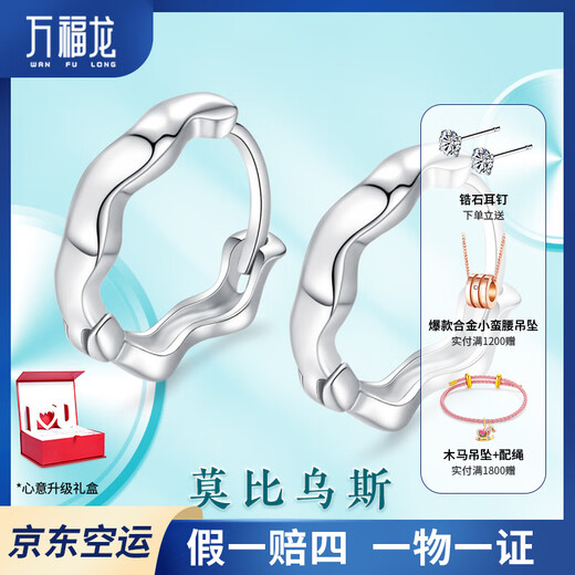 Wanfulong Genuine Platinum PT950 Mobius Earrings Women's Exquisite Fashion Earrings Birthday Gift for Girlfriend Platinum PT950 Mobius Earrings 2.15g