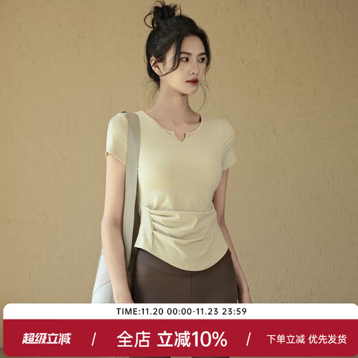 ACKDCS Thin Yoga Clothes Top Women's Slim Fit Pilates T-shirt Cycling Training Fitness Summer With Chest Pad Short Sleeves