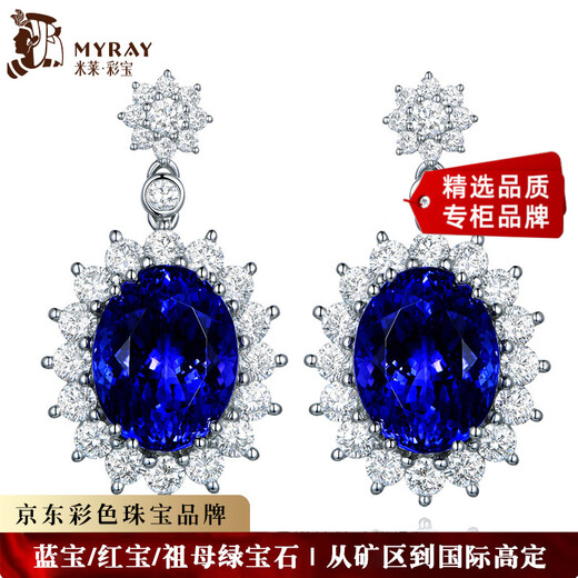 Millai Jewelry Natural 5A Grade Tanzanite Earrings 18K Gold Colored Gemstone Earrings Luxurious Earrings Earrings Women's Gift 15 Working Days Advanced Customization 19.85 Carats