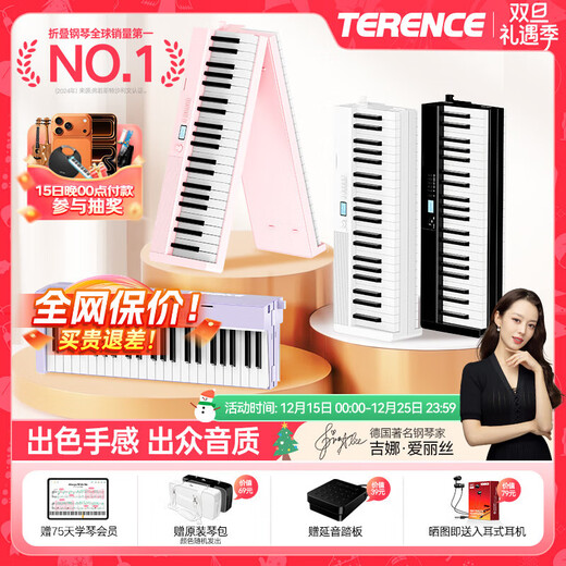 Terrence Folding Piano 88 Keys Portable Electric Piano for Adults and Children Electronic Piano Gravity Keyboard V30pro Piano Cool Black + Special Piano Bag