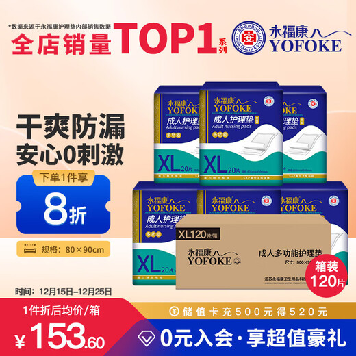 Yongfukang adult care pad XL120 pieces size 80*90cm infant maternity mattress elderly disposable diaper pad