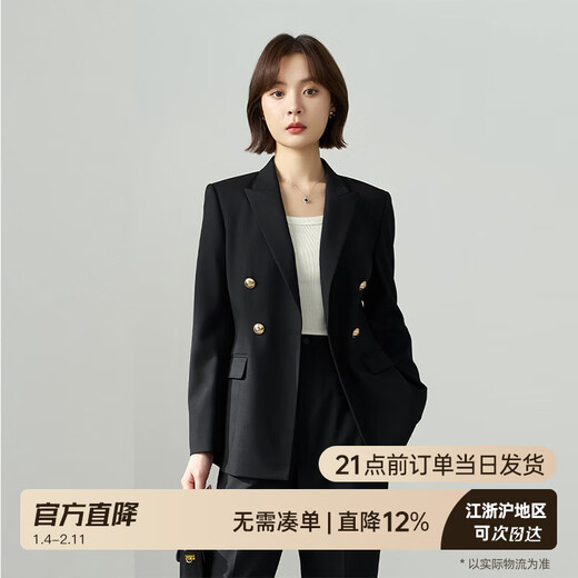 Lady Bird professional suit suit for women, high-end formal wear, small work clothes, interview small suit jacket, TZ55 black suit, spring and autumn style, L suitable for 105-113 Jin Jin equals 0.5 kg, can be worn
