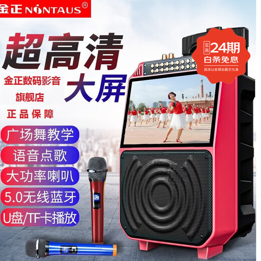 Jinzheng square dance audio with display screen wireless microphone Bluetooth home ktv singing karaoke karaoke machine integrated video outdoor trolley speaker outdoor audio 1033 21# Bluetooth version (without microphone) + 64G USB flash drive