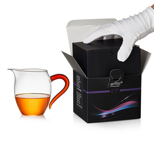 Lvchangming Glass Fair Cup with Tea Filter Tea Divider Tea Sea Thickened Heat-resistant Kung Fu Tea Accessories Set Yellow Handle Male Cup 350ml