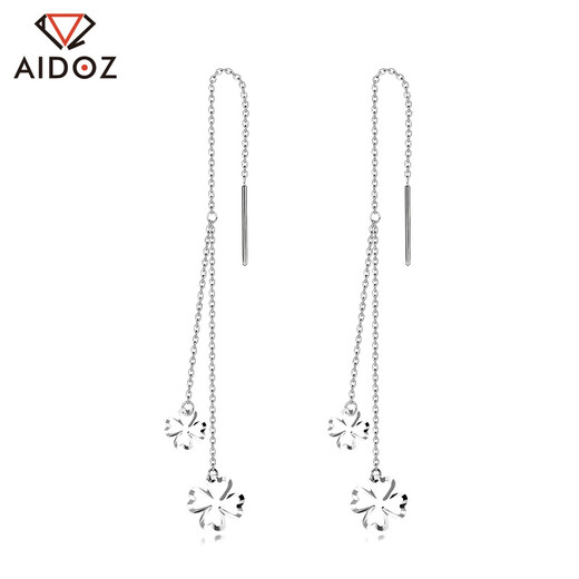Aido Diamond PT950 platinum four-leaf clover earrings for women, long platinum earrings, versatile earrings for my wife, about 10cm long, one pair, 1.9-2.1g + delivery certificate + rose gift box