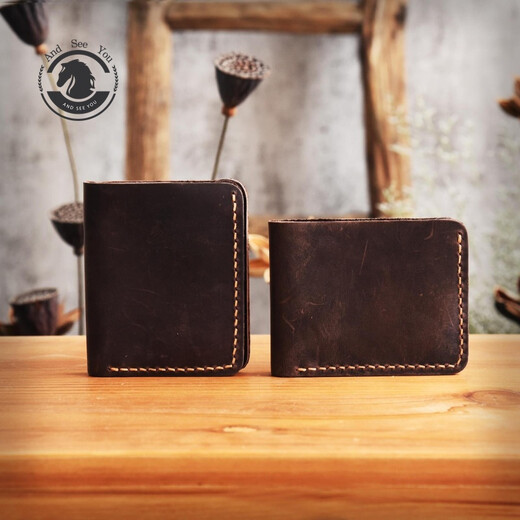 Andseeyou Marke handgefertigtes verrückter Pferde Leder Brieftasche Herren Kurzes Geld Chuck Schicht Cowide Kartentasche ID Echt Leder Brieftasche Vertikal
