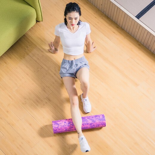 Jieyinfei foam roller, muscle relaxation massage roller, fitness training Pilates yoga column foam roller, pink and purple small floating point 45cm, free fascia ball